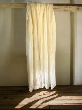 SERENA & LILY 2 100% LINEN SHADOW STRIPE SHEER CURTAIN PANELS 50x84